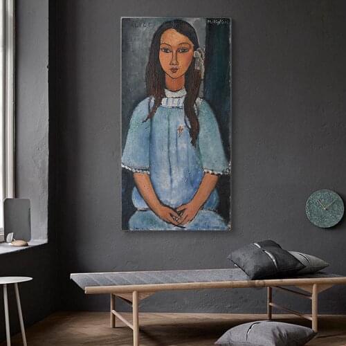 Amedeo Modigliani Old Famous Master Artist Girl Canvas Painting Poster Print for Living Room Wall Decor Wall Art