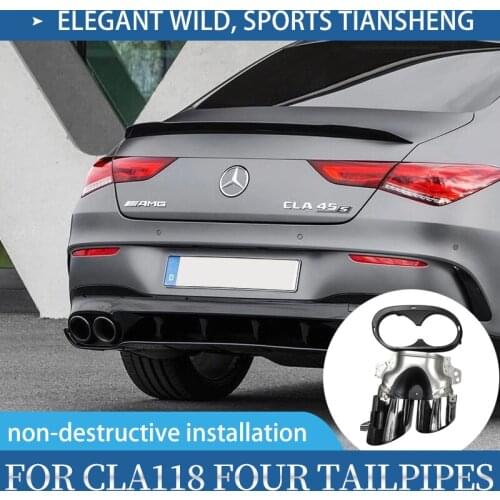 Auto parts stainless steel exhaust pipe tail throat, two-sided four-outlet muffler, suitable for the Mercedes-Benz Cla118 four-o