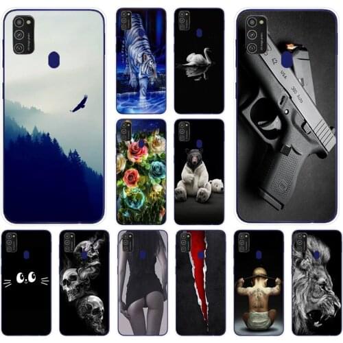 B For Samsung M21 Case 6.4" Soft Silicon Tpu Cover For Samsung Galaxy M11 M21 SM-M215FZGUSER m215 Bumper Funda 360 Protective