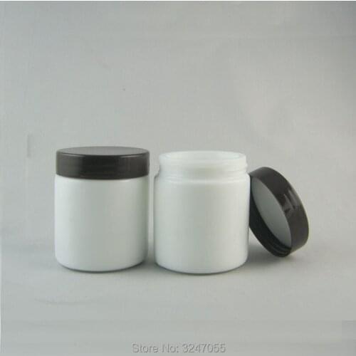 15G 30G 50G 100G White Glass Cream Jar with Black Plastic Lid, DIY Empty Round Eye Cream Storage Pot, Facial Cosmetic Containers