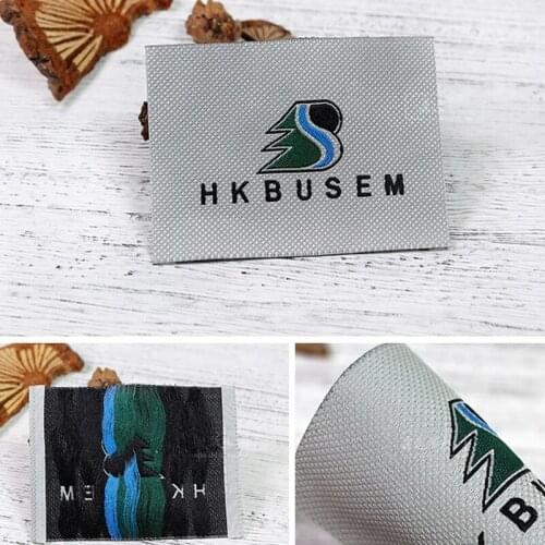 Free Shipping Customized garment labels/woven labels/clothing embroidered tags/LOGO with cut and fold custom clothing hang tag