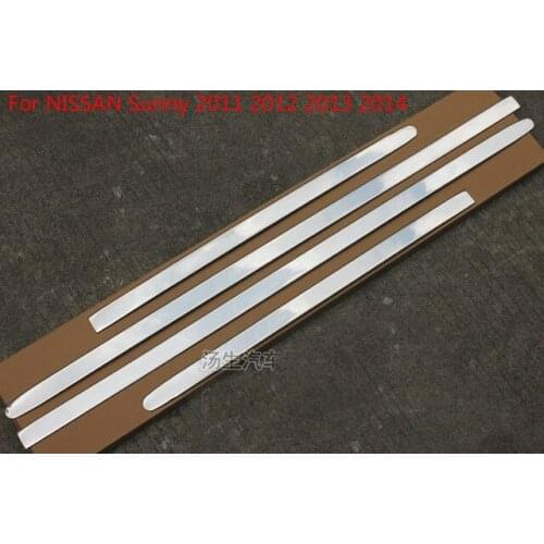 For NISSAN Sunny 2011 2012 2013 2014 High quality Stainless steel body side moldings side door decoration