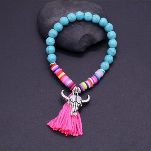 Beaded Bracelet Bohemian Crystal Natural Stone Resin Bead Tassel Tassel Lady Bracelet Fashion Handmade Stretch Bracelet Jewelry