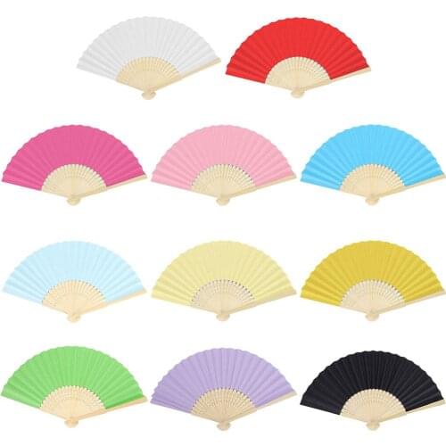 DIY Chinese fan Japanese Plain Color Bamboo Large Rave Folding Hand Fan Event Home Party Supplies For Men/Women Dropshipping