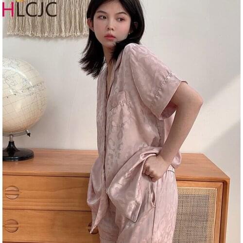 Women Pajama Sets Silk Satin Pijama Turn-down Collar Sleepwear Lady Long Sleeve Spring Nightwear Femme 2 Pieces Sets Homewear