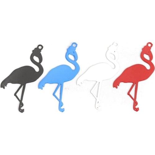 DoreenBeads Fashion Copper Filigree Stamping Charms Red White Colorf Flamingo Style Jewelry DIY Findings 27mm x 17mm, 30 PCs