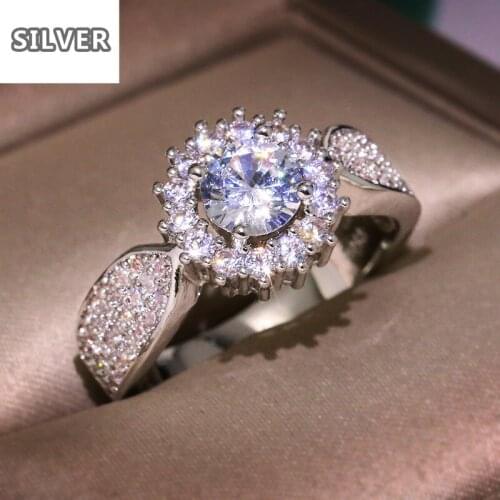 Elegant female garland zircon anniversary jewelry high quality diamond fine crystal wedding engagement diamond rings for women