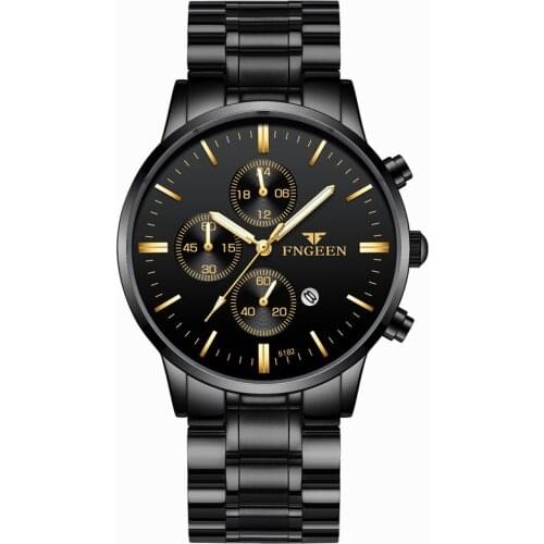 FNGEEN 5123 Luxus Quarzuhr Fashion Männer Sport Uhren Edelstahl Wasserdichte Armbanduhr Männlichen