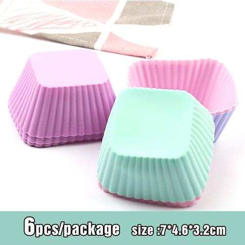 Silicone Cupcake Mold Square Shaped Fondant Pan 3D Muffin Cupcake Kitchen Baking Pastry Tools Cake Decorating Tools 6/12PCS/Pack