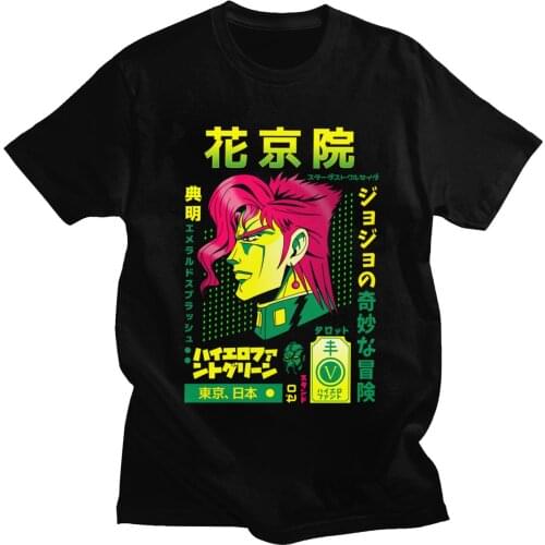Fashion Jojo Bizarre Adventure T Shirt Men O-neck Short-Sleeve Noriaki Kakyoin T-shirt Japan Anime Manga Graphic Tee Cotton Tops