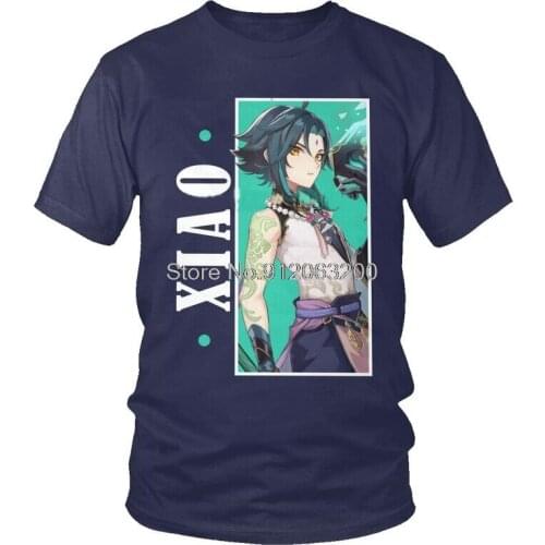 Tvoe Genshin Impact Xiao T Shirt For Men Cotton Printing T-shirt Streetwear Tshirt Short Sleeve Japan Anime Game Tee Top