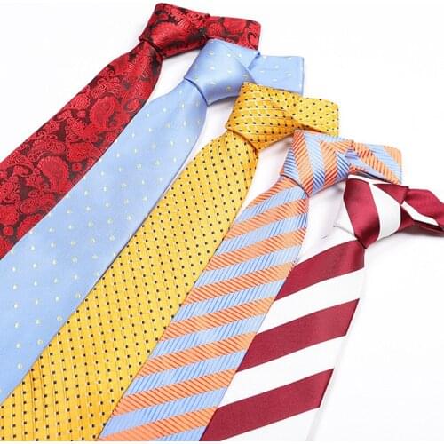 Fashion 8cm Ties for Men Business Formal Neckties Striped Dot Polyester Jacquard Casual Neckwear Mens Accessories