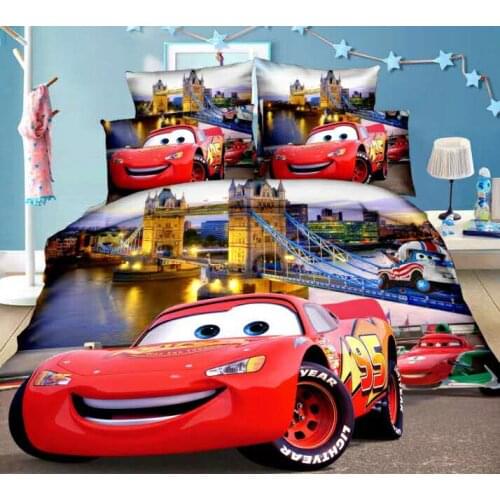 Disney McQueen Cars Bedding Set Duvet Covers Single Twin Size Bedroom Decoration Boy Childrens Babies Bed 2/3 Pieces Purple Red
