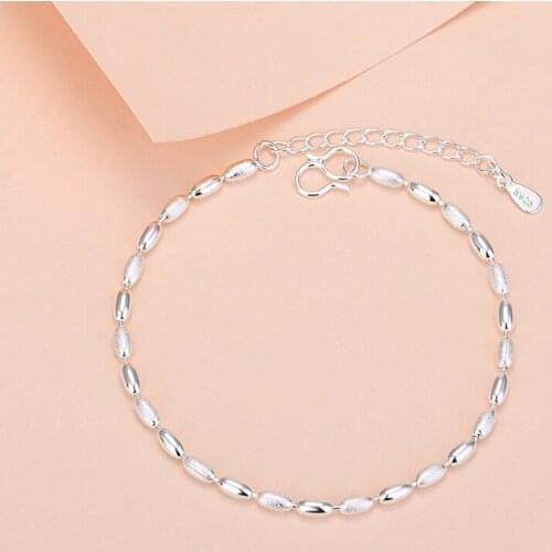 Korean Trend Simple Grain Shape Beads Bracelet Elegant Womens Wedding Silver Color Metal Bracelet Charming Lady Jewelry Gift
