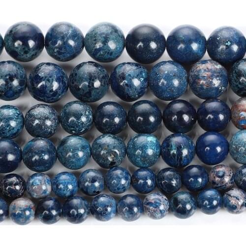 Cyan Gold Emperor Turquoises Natural Stone Beads Charm Round Loose Beads For Jewelry Making DIY Necklace Bracelets 4/6/8/10/12MM