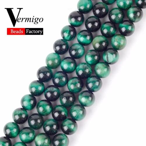 6 8 10 mm Green Tiger Eye Round Beads Natural Stone Loose Beads For Jewelry Making Diy Bracelet Necklace 15"Fashion Jewellery