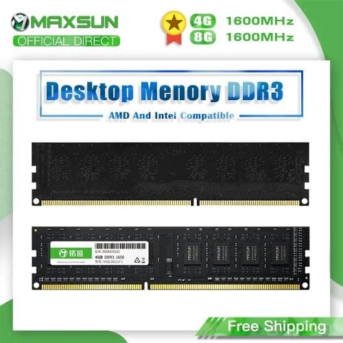 MAXSUN Full New PC Memoria Ram DDR3 4GB/8GB 1600MHz Voltage 1.5V Memory RAMs 240Pin 3-year Warranty Module Computer Desktop