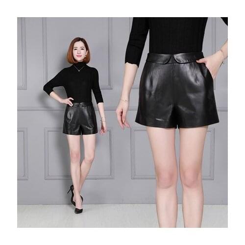 Top brand High 2020 Women Waist New Sheep Leather Shorts KS22 high quality
