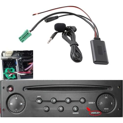Novel-Bluetooth 5.0 Car 6Pin Mini ISO AUX IN 3.5MM Audio Jack Removable Microphone for Renault Updatelist Tunerlist CD Models