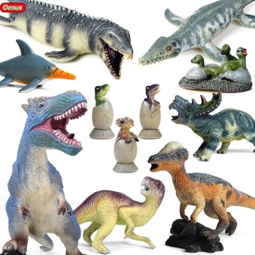 Oenux New Savage Jurassic Carnotaurus T-Rex Action Figures Soft Vinyl PVC Dinosaur Animals World Model Collection Toy Kid Gift
