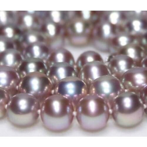 Huge 18"11-12mm natural freshwater genuine round lavender pearl necklace 925silver AAA