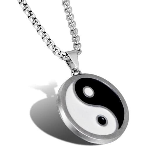 Punk Chinese tai chi pendant necklaces for women stainless steel long necklace hip hop jewelry dropshipping