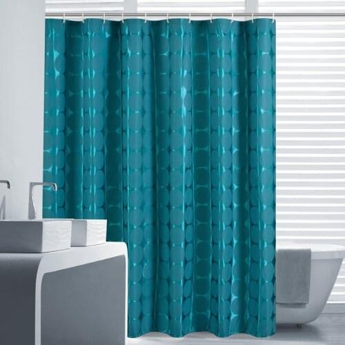 High-end atmospheric ink green round pattern polyester fabric waterproof moldy thickening shower curtain increased lead
