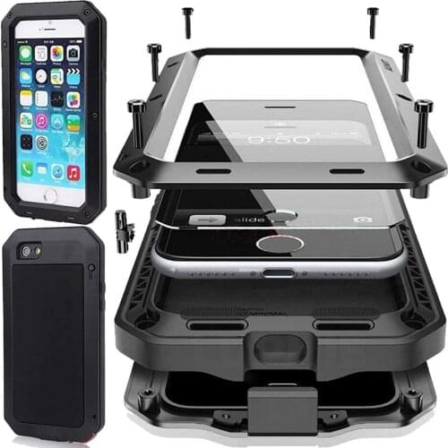 Heavy Duty 360 Full Body Doom Armor Waterproof Metal Case For iPhone 11 Pro Max XR 6 6S 7 8 Plus X 5S SE XS MAX Shockproof Cover