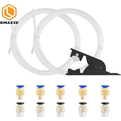 5pcs PC4-M6+PC4-M10 Push Straight Pneumatic Quick Fittings Connector with PTFE Teflonto Tube + Pipe Tube Cutter 3D Printer Parts