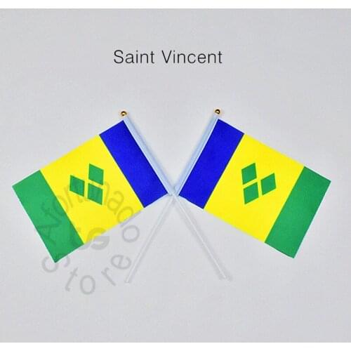 Saint Vincent and the Grenadines 14*21cm 10pieces Banner Hand waving National Flag for meet,Parade,party.Hanging