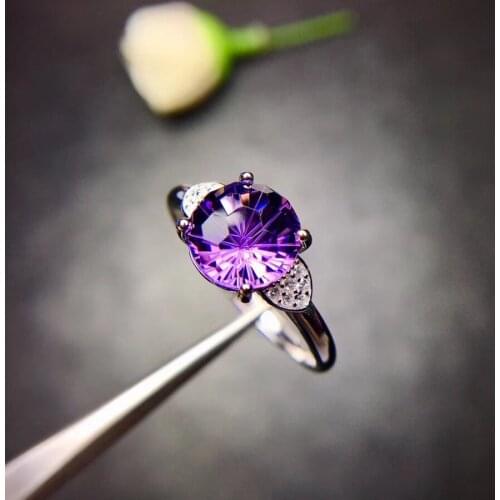 Natural amethyst ring, 925 silver, the price is suitable, shop promotional products