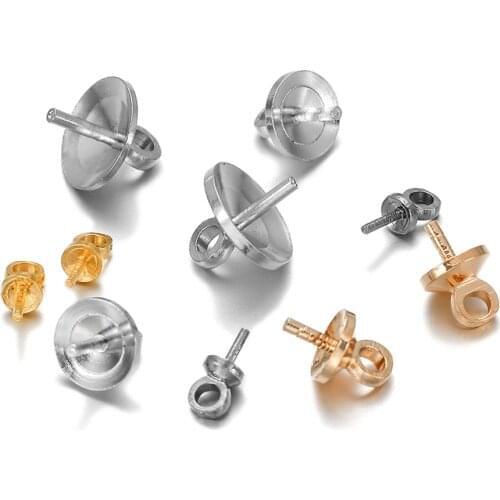 50-100pcs/lot Brass Half hole Charms Eye Pins Beads End Caps Top Drilled Pendant Bails Findings Connectors For Jewelry Makings