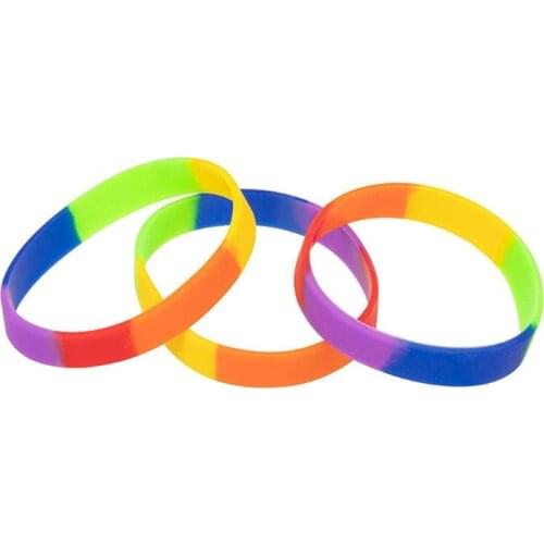 10Pcs Rainbow Gay & Lesbian Pride Lovers Silicone Bracelet Kit Wristband Jewelry