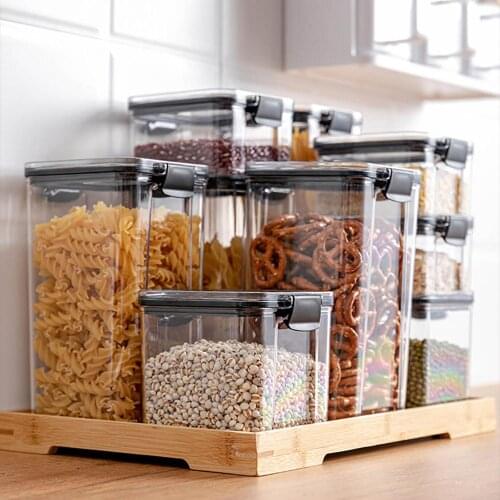 Stackable Acryl Food Storage Container Plastic Kitchen Noodle Box Multigrain Storage Tank Transparent Sealed Cans quality