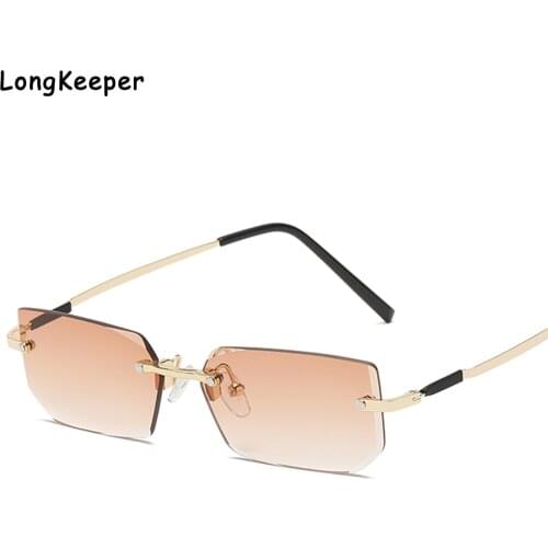 2021 Rimless Sunglasses Women Brand Designer Sun Glasses Gradient Shades Cutting Lens Ladies Frameless Metal Eyeglasses UV400