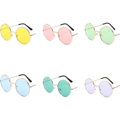 1PCS Women Sunglasses Retro Metal Round Sunglasses Men Candy Color Transparent Sun Glasses Vintage Shades Oval Sunglasses