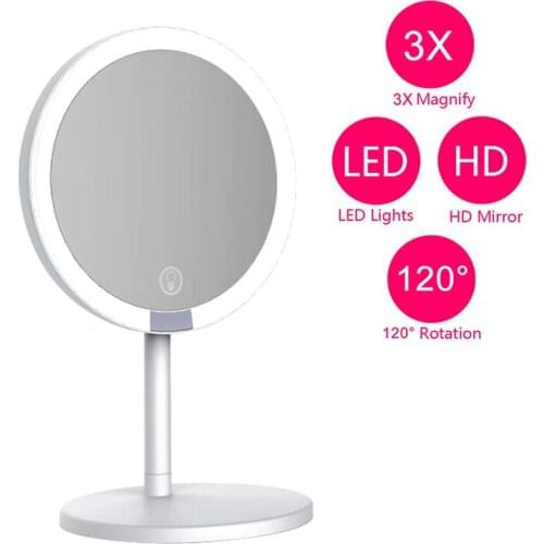Cosmetic Fill Light Usb Charging Nature Light Adjustable Brightness With 3X Magnifying Small Mirror Smart Led Makeup Mirror
