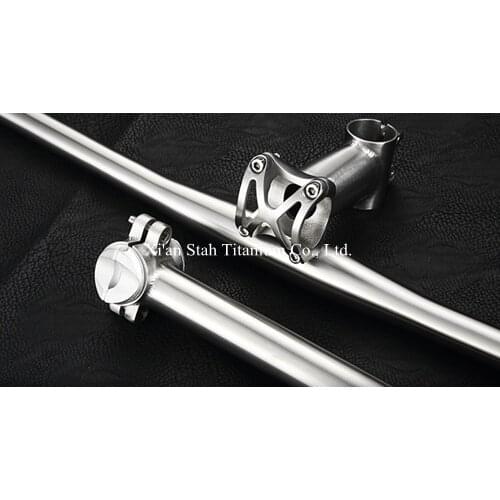 Titanium 3Al/2.5V Bicycle Part Group Handlebar 25.4mm / 31.8mm + Seatpost 27.2.mm / 31.6mm + Stem 25.4.mm / 31.6mm