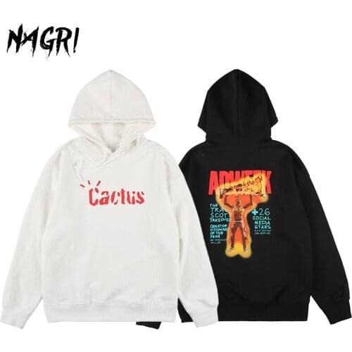 NAGRI Travis Scott Men Hip Hop Sweatshirt Hoodie Cactus Streetwear Harajuku Pullover Hoodie Cotton Fleece Winter Autumn Hoodie