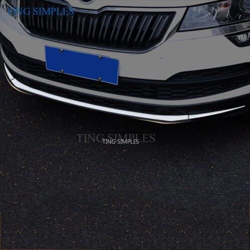 Tonlinker Cover sticker For Skoda KAROQ 2017 2018 2019 Car Styling 3 PCS Stainless steel Front bumper Decoration Cover sticker