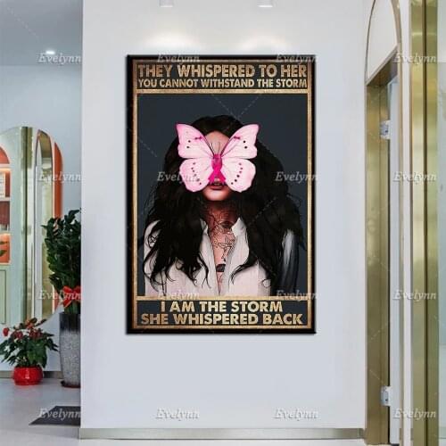 They Whispered To Her Vertical Poster Vertical Canvas/The Butterfly Vintage Poster/ Vintage Art Print/ Hippie Home Decor Art