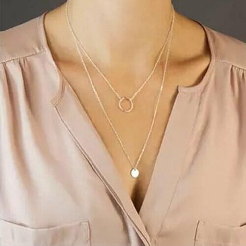 Vintage Pendant Necklace for Women Moon Round One font Star Leaves Charm Choker Necklaces Boho Jewelry Christmas Small Gift