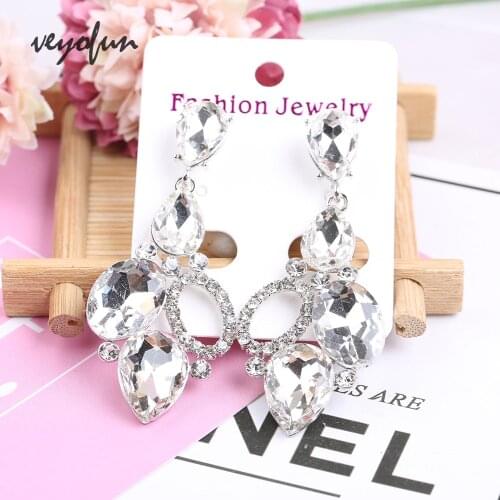 Veyofun Crystal Drop Earrings Geometry Hollow Rhinestone Dangle Earrings For Women Jewelry Gift