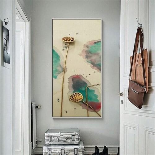 YongHe Home Decorative Spray Ink painting Chinese Lotus Pond Customizable combination Poster Pictures For Decorate Living Room