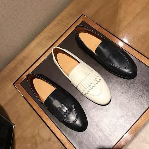 S18 Designer Brand Womens Shoes Genuine Leather Flats Shoes For Woman Slip On Casual Shoes Top Quality Ins Fashion Shoes