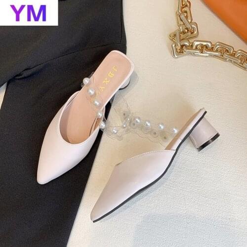 2021 Hot Women Shoes Pointed Toe Pumps Suede Pearl PVC Leisure Dress High Heels Wedding Feminino Zapatillas Mujer 35-40