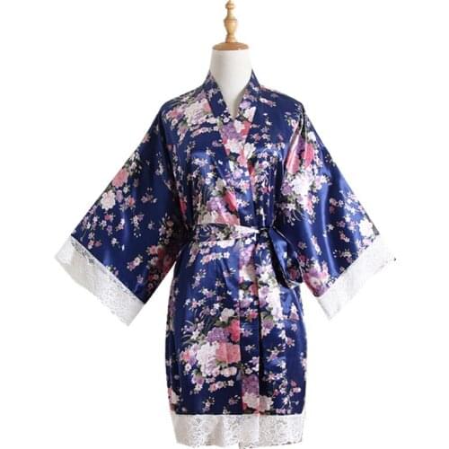 Lace Women Robe Spring Floral Polyester Bridesmaid Robe Lingerie Bathrobe Silk Robes for Women Plus Size Womens Tops and Blouses