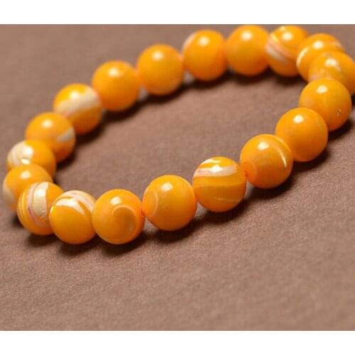 BB-071 Natural Golden Belt Conch Shell Bracelet Stretch for Girls 6mm 8mm