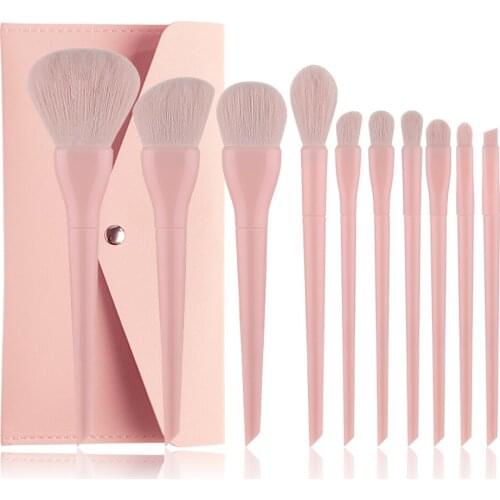 10pcs Makeup Brushes Natural Hair Candy Color Professional Foundation Powder Blush Eyeshadow Eyebrow Kabuki Blending Brush Set