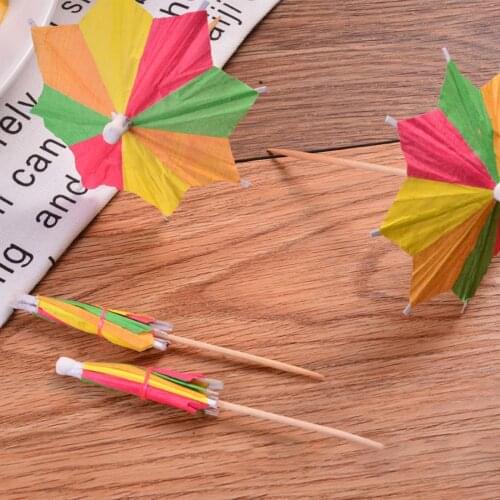 144Pcs/Box Cocktail Umbrellas Handmade Octagonal Star-Shaped Wood Disposable Parasol Sticks Drink Juice Umbrella Party Supplies
